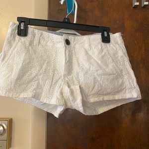 SO white lace shorts